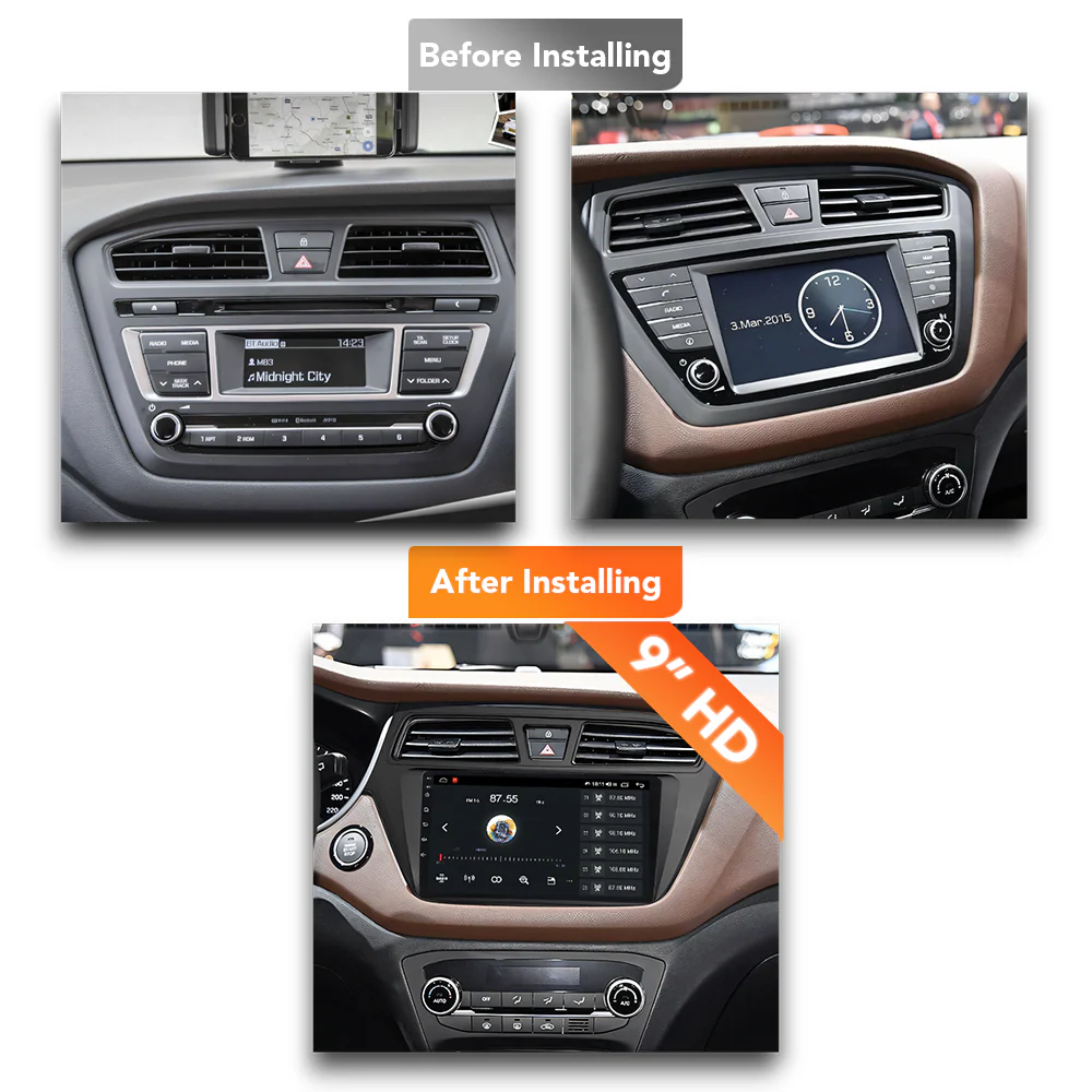 Hyundai i20 (2016 - 2017) Multimedia 9" Touchscreen Display + Built-In Wireless Carplay & Android Auto - Image 6